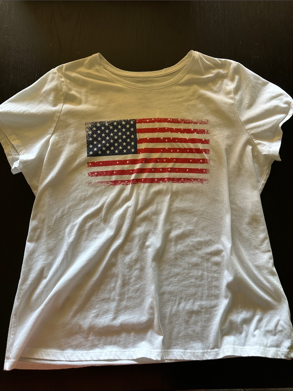 Sonoma White Tee with Distressed American Flag Graphic